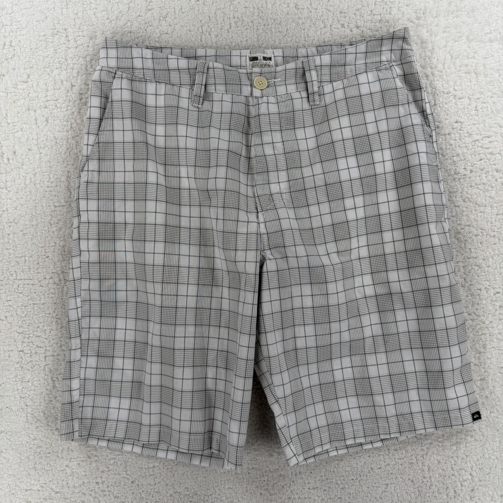 Quiksilver Shorts Mens‎ 34 Gray Plaid Chino Flat Front Casual Summer Skater Y2K